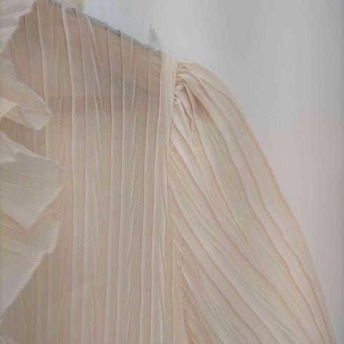 ザラ ZARA PLEATED BLOUSE WITH RUFFLES レディース import:L