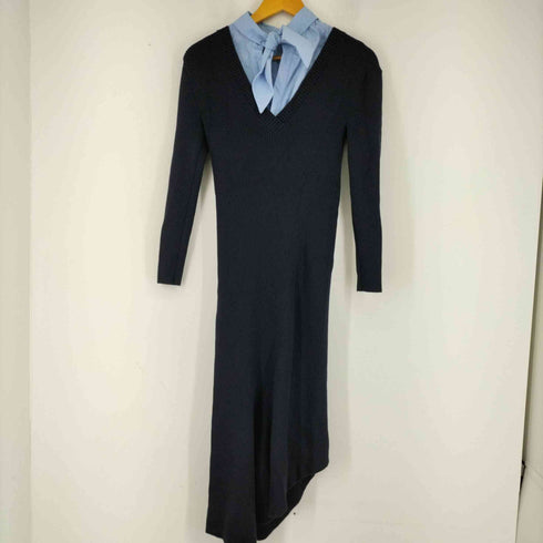 スタイリング styling 22AW アタッチドカラーニットワンピース ロング アシンメトリー レディース JPN:1