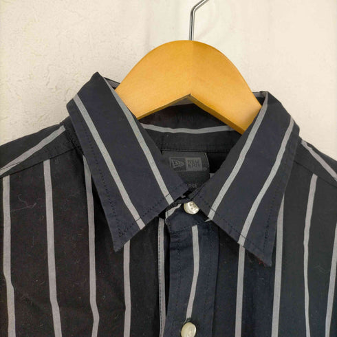 ニューエラ NEWERA 23SS ストライプブロードシャツ BLACK LABEL メンズ JPN:XL