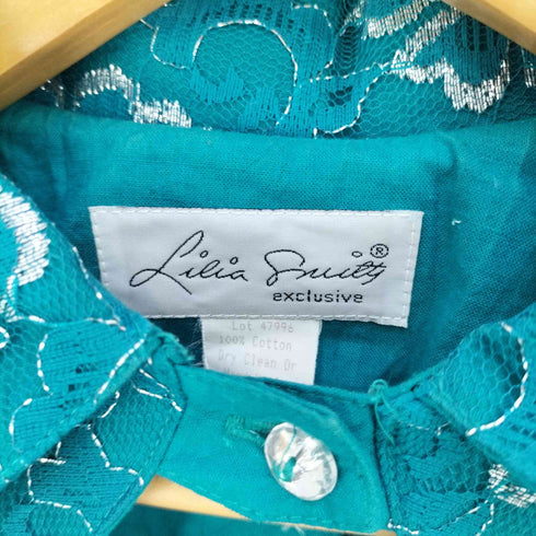 Lilia Smitty 80s USA製 レース フリンジ シャツワンピース レディース 7/8