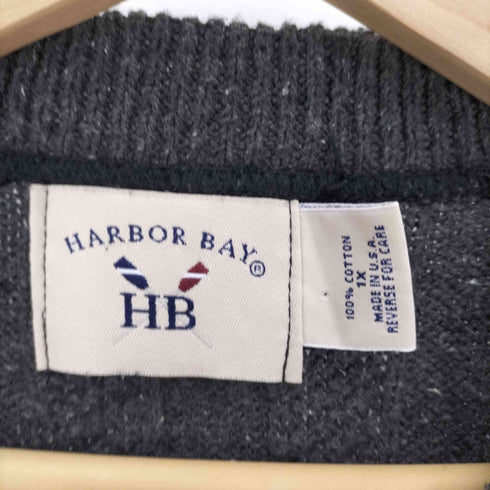 ハーバーベイ HARBOR BAY ヘンリーネック ストライプ デザイン ネップ ニット メンズ 1X