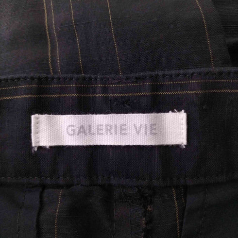 ギャルリーヴィー GALERIE VIE 22SS リネンキュプラシルク ワイドクロップドパンツ ストライプ レディース 34