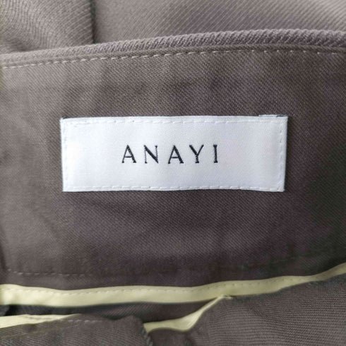 アナイ ANAYI 22AW ウール調合繊ワイドパンツ ストレート タック ジッパーフライ ベルト付き レディース 36