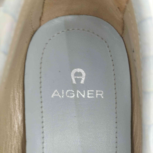 アイグナー AIGNER クロコ型押し ビットローファー レディース 37