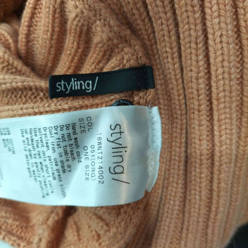 スタイリング styling 21AW バックショートニットプルオーバー セーター タートルネック 長袖 ドルマンスリーブ ウール混 レディース FREE