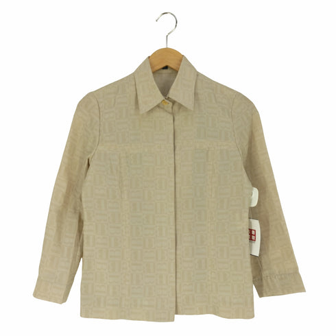 バーバリーロンドン BURBERRY LONDON Bロゴ総柄 モノグラム 比翼ボタン ポリエステルシャツ レディース JPN:7号