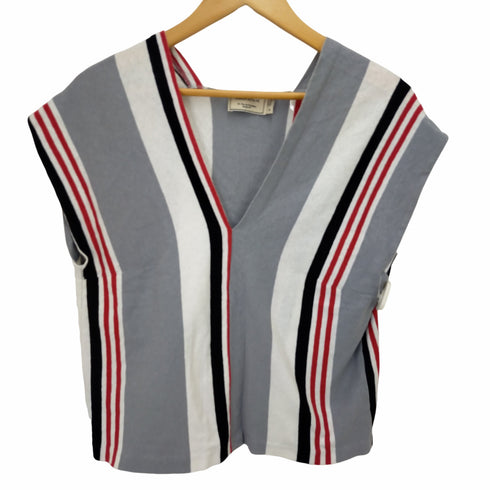 メゾンキツネ MAISON KITSUNE メゾンキツネ ストライプ Vネック ノースリーブトップス レディース import:S