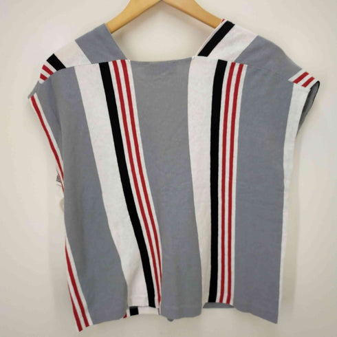 メゾンキツネ MAISON KITSUNE メゾンキツネ ストライプ Vネック ノースリーブトップス レディース import:S