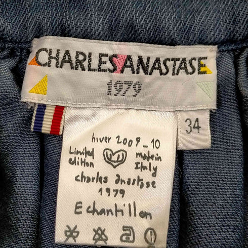 シャルルアナスタス Charles Anastase デニムスカート フレア タック ミニ丈 サイドジップ レディース JPN:34