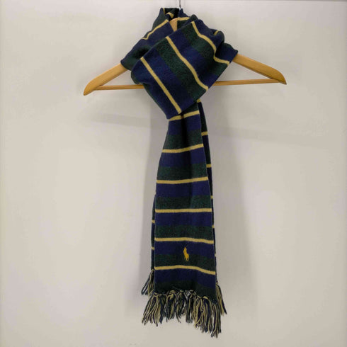 ポロラルフローレン POLO RALPH LAUREN カシミヤウール ポニー刺繍ボーダーマフラー メンズ ONE SIZE