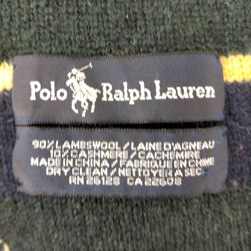 ポロラルフローレン POLO RALPH LAUREN カシミヤウール ポニー刺繍ボーダーマフラー メンズ ONE SIZE