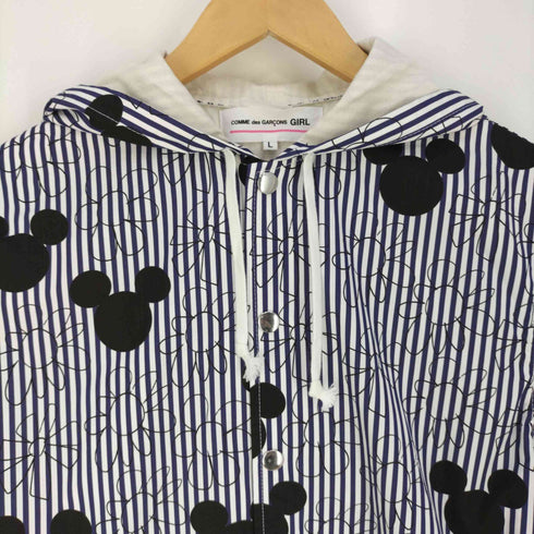 コムデギャルソンガール COMME DES GARCONS GIRL キャラクタープリント ストライプ フーデッドコーチジャケット レディース JPN:L