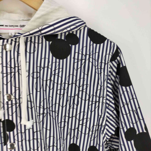 コムデギャルソンガール COMME DES GARCONS GIRL キャラクタープリント ストライプ フーデッドコーチジャケット レディース JPN:L
