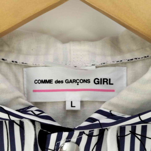 コムデギャルソンガール COMME DES GARCONS GIRL キャラクタープリント ストライプ フーデッドコーチジャケット レディース JPN:L