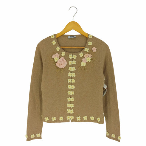 モスキーノ チープアンドシック MOSCHINO CHEAP&CHIC イタリア製 花装飾 レーヨンウールナイロン ニットカーディガン レディース I:44