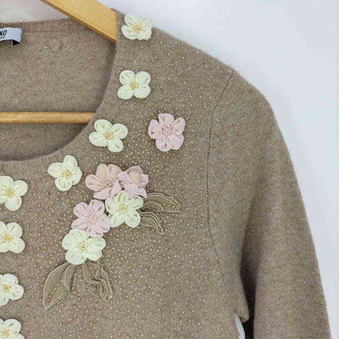 モスキーノ チープアンドシック MOSCHINO CHEAP&CHIC イタリア製 花装飾 レーヨンウールナイロン ニットカーディガン レディース I:44
