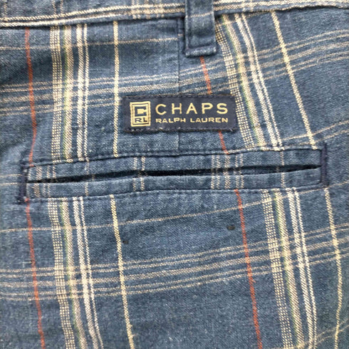 チャップスラルフローレン CHAPS RALPH LAUREN リネンコットンチェック柄ショーツ メンズ US:34-35