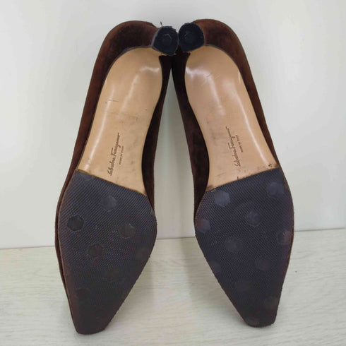 サルヴァトーレフェラガモ Salvatore Ferragamo スエード スクエアトゥ ピンヒール レディース JPN:23.5