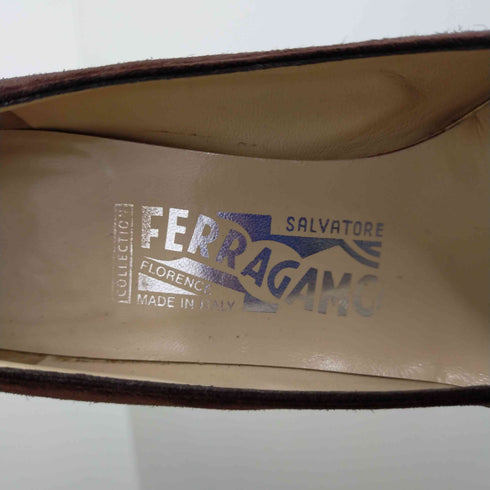 サルヴァトーレフェラガモ Salvatore Ferragamo スエード スクエアトゥ ピンヒール レディース JPN:23.5