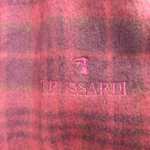 トラサルディ TRUSSARDI カシミヤ チェック フリンジマフラー レディース