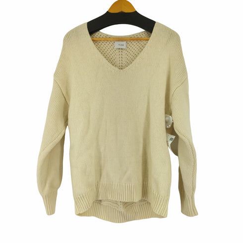クラネ CLANE 21AW バックオープンケーブルVネックニットプルオーバー セーター 長袖 レディース JPN:1