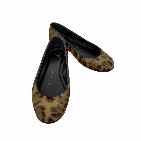 ジュゼッペザノッティデザイン GIUSEPPE ZANOTTI DESIGN パンプス ハラコ レオパード バレエシューズ レディース JPN:23.5