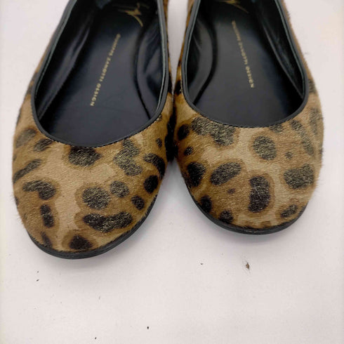 ジュゼッペザノッティデザイン GIUSEPPE ZANOTTI DESIGN パンプス ハラコ レオパード バレエシューズ レディース JPN:23.5