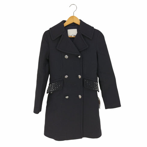 スリーワンフィリップリム 3.1 phillip lim 裏地シルク スタッズ ダブルブレストウールチェスターコート レディース 0