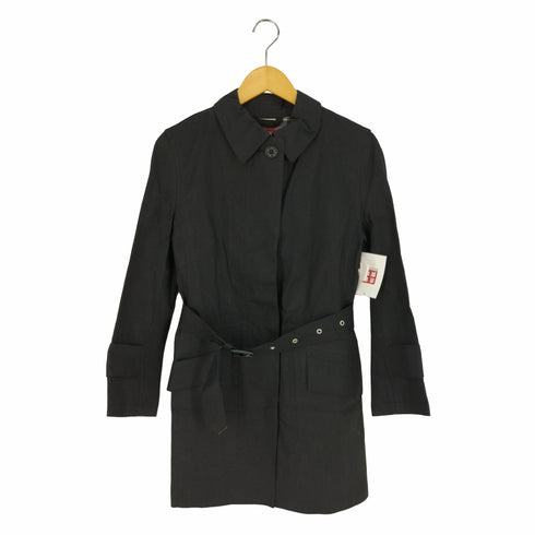 マッキントッシュ Mackintosh スコットランド製 GENUINE HANDMADE 裏地タータンチェック ウエストベルト ステンカラーコート レディース 34