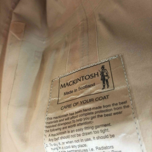 マッキントッシュ Mackintosh スコットランド製 GENUINE HANDMADE 裏地タータンチェック ウエストベルト ステンカラーコート レディース 34