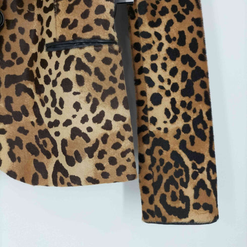 ラルフローレンブラックレーベル RALPH LAUREN BLACK LABEL イタリア製 カウレザー ハラコ レオパード柄 1Bテーラードジャケット レディース 0