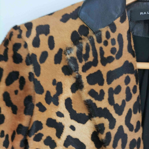 ラルフローレンブラックレーベル RALPH LAUREN BLACK LABEL イタリア製 カウレザー ハラコ レオパード柄 1Bテーラードジャケット レディース 0