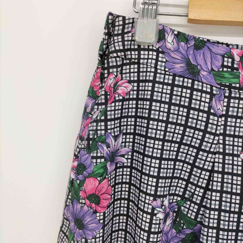 タルボット TALBOTS フラワー チェック プリント ミモレ フレア スカート レディース 12