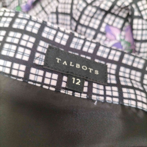 タルボット TALBOTS フラワー チェック プリント ミモレ フレア スカート レディース 12