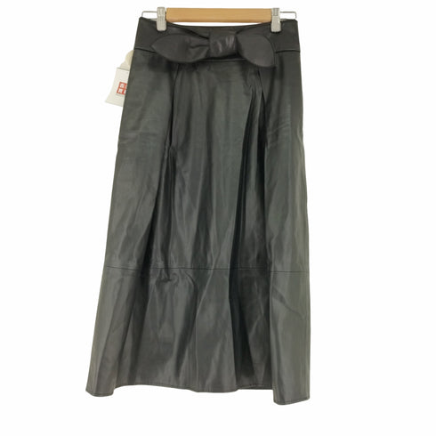 アドーア ADORE 22AW フェイクレザースカート タックスカート ロング リボン レディース 36