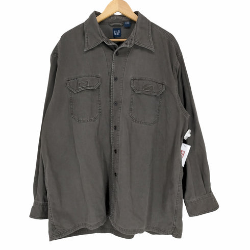 ギャップ Gap 00s 紺タグ ダック地 ミリタリーシャツ メンズ JPN:XL