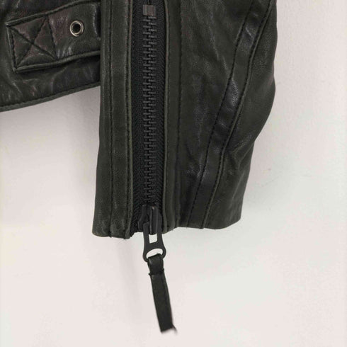 グレースコンチネンタル GRACE CONTINENTAL ノーカラーライダースジャケット レザージャケット ダブル 総裏地 ジップアップ ショート レディース 38