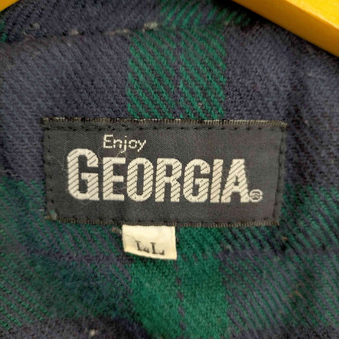 ENJOY GEORGIA 両面ロゴプリント インナーチェック中綿ジャケット メンズ LL