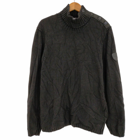 エンポリオアルマーニイーエーセブン EMPORIO ARMANI EA7 カシミヤ混 肩ボタンロゴパッチ ハイネックニット レディース USA XXL