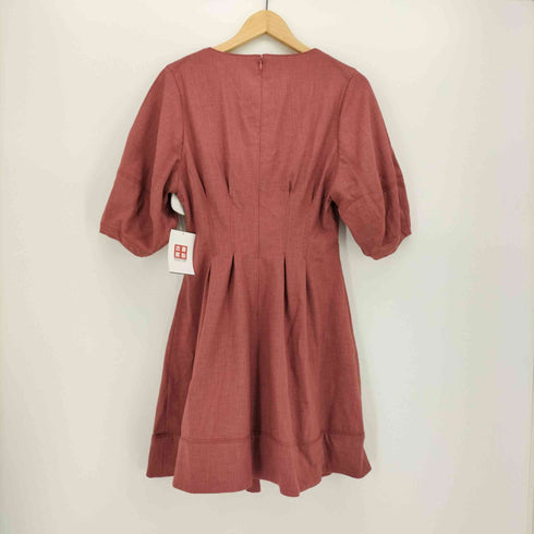 リリーブラウン Lily Brown 21SS ボリューム スリーブ ミニ ワンピース キーネック ストレッチ レディース JPN:0