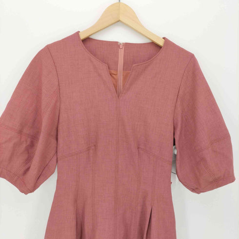 リリーブラウン Lily Brown 21SS ボリューム スリーブ ミニ ワンピース キーネック ストレッチ レディース JPN:0