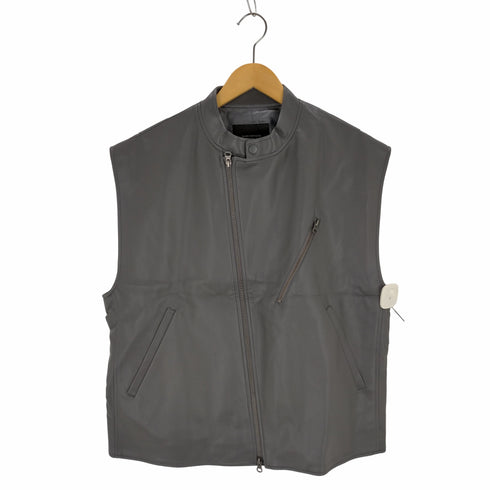 ナノユニバース nano universe VEGAN LEATHER フルZIPベスト ジレ ジップアップ メンズ JPN:L