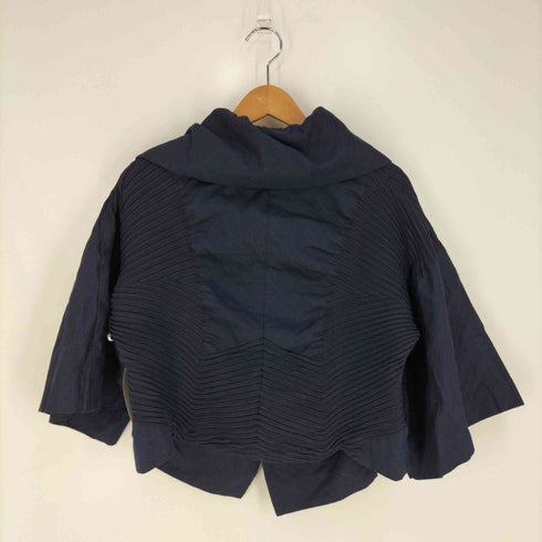 イッセイミヤケ ISSEY MIYAKE プリーツ切替 フレアスリーブ ビックカラー 2Bジャケット レディース 2