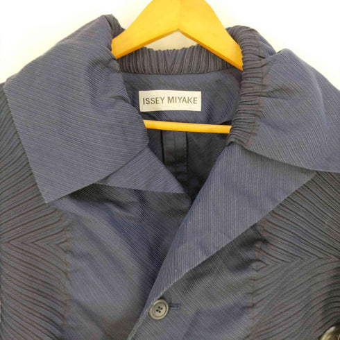 イッセイミヤケ ISSEY MIYAKE プリーツ切替 フレアスリーブ ビックカラー 2Bジャケット レディース 2