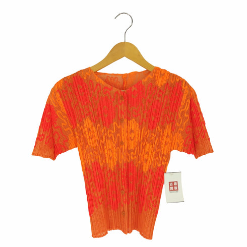 プリーツプリーズイッセイミヤケ PLEATS PLEASE ISSEY MIYAKE プリーツ加工 花柄 メッシュ ショートスリーブカーディガン レディース 3