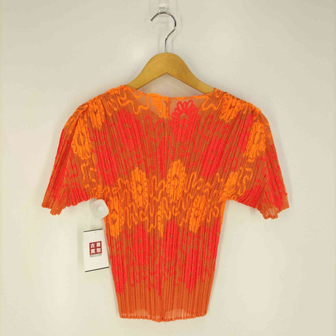 プリーツプリーズイッセイミヤケ PLEATS PLEASE ISSEY MIYAKE プリーツ加工 花柄 メッシュ ショートスリーブカーディガン レディース 3