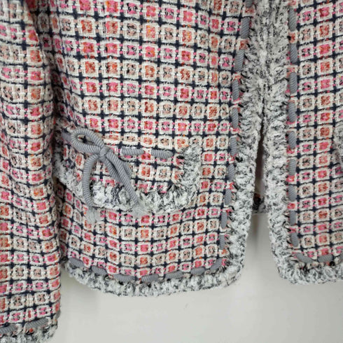 ルネ Rene TISSUE ツイード フリンジデザイン テーラードジャケット レディース import:M