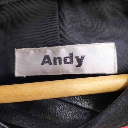 Andy ファー付レイヤードライダースジャケット ニットベスト 前開き 2点セット 羊革 レディース JPN:S