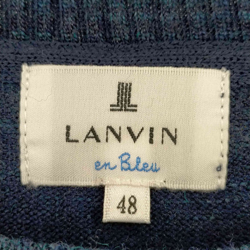 ランバンオンブルー LANVIN en Bleu ニット セーター クルーネック 長袖 チェック ウール メンズ EUR:48