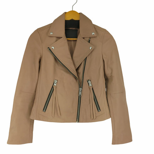 オールセインツ ALLSAINTS ダブルライダースジャケット ジップアップ 総裏地 ショート丈 レディース UK4